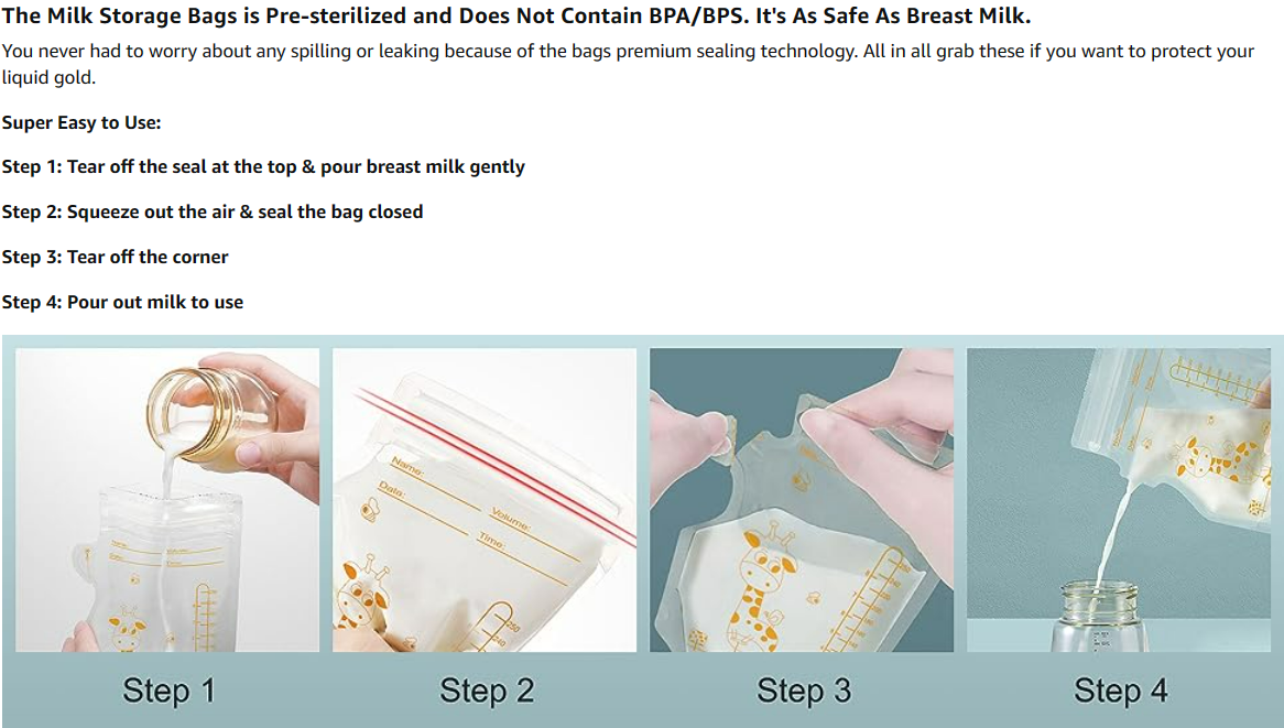 60pcs Breastmilk Storage Bags, 8.5oz Breast Milk Storing Bags, BPA Free,  Milk Storage Bags With Pour Spout For Breastfeeding, Ready To Use Breastmilk