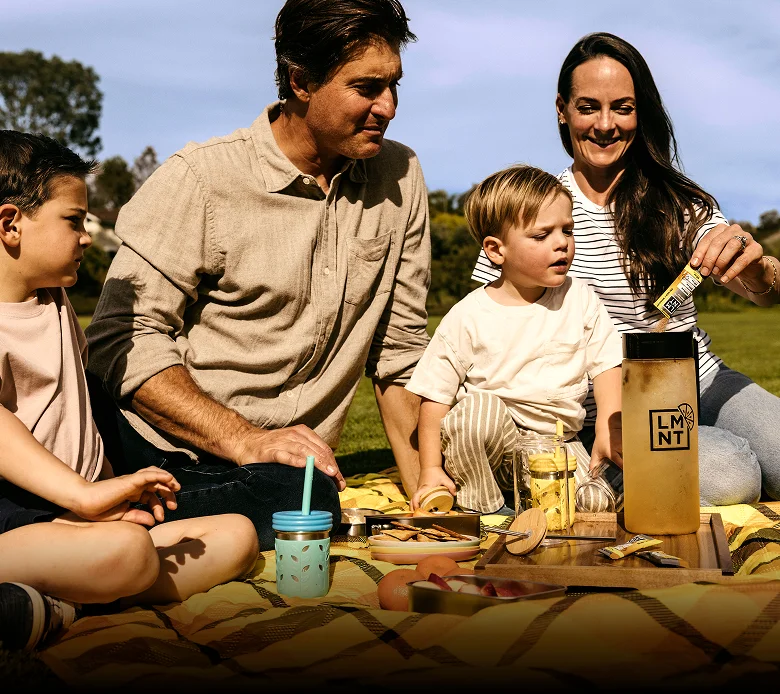 Family enjoying LMNT Lemonade Iced Tea at an outdoor picnic