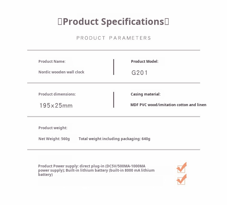 Nordic LED wall clock detail specifications