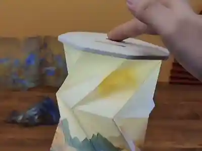 Close-up of origami folds and light diffusion