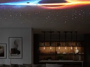 Black hole vortex projection in living room