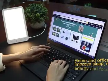 full-spectrum daylight lamp in daily desk workspace for energy and focus