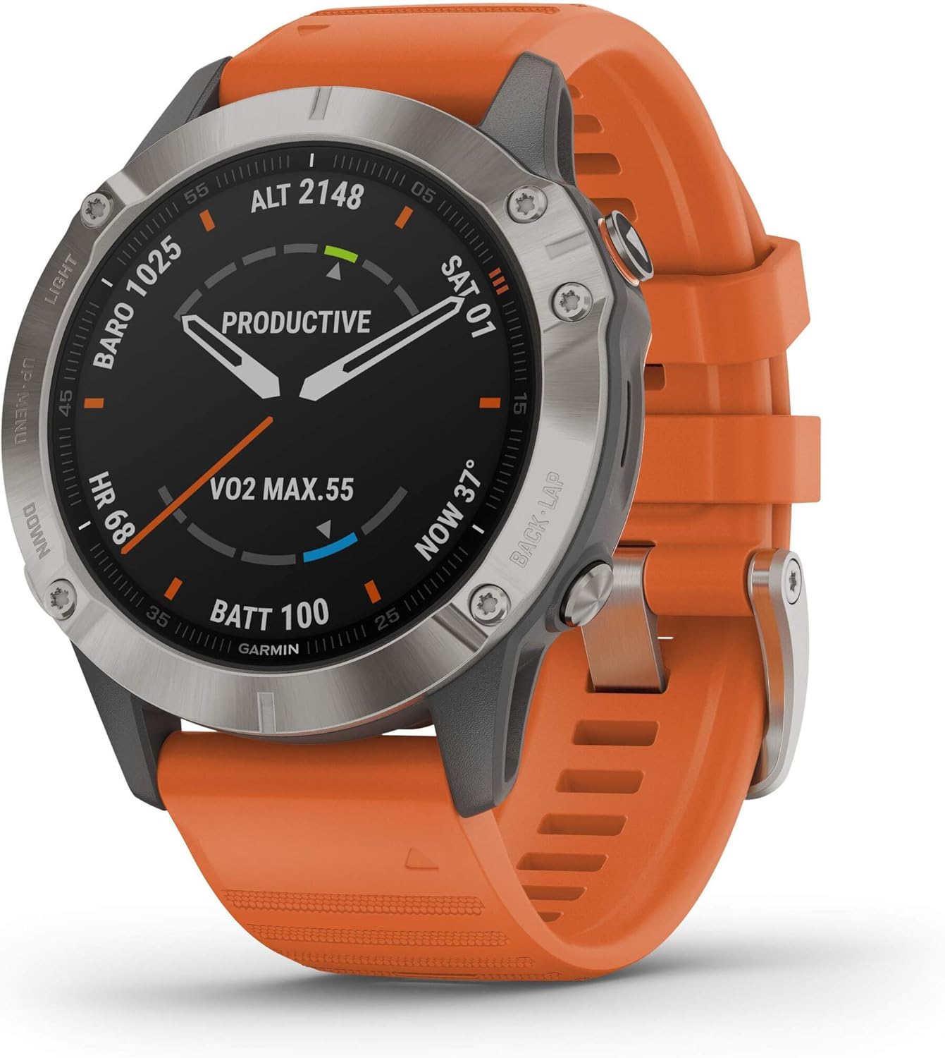 Illustration du modèle Garmin Fenix 6 Sapphire - Titane Gris Orange