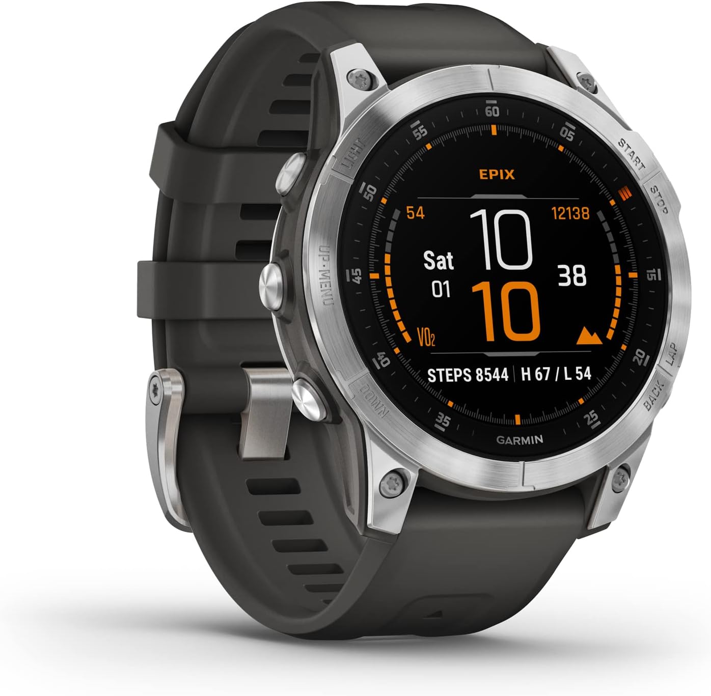 Illustration du modèle Garmin Epix Acier Argent - 47mm Bracelet Gris