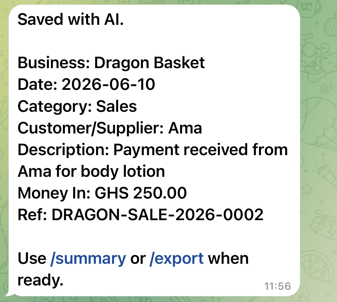 Saved record receipt proof preview