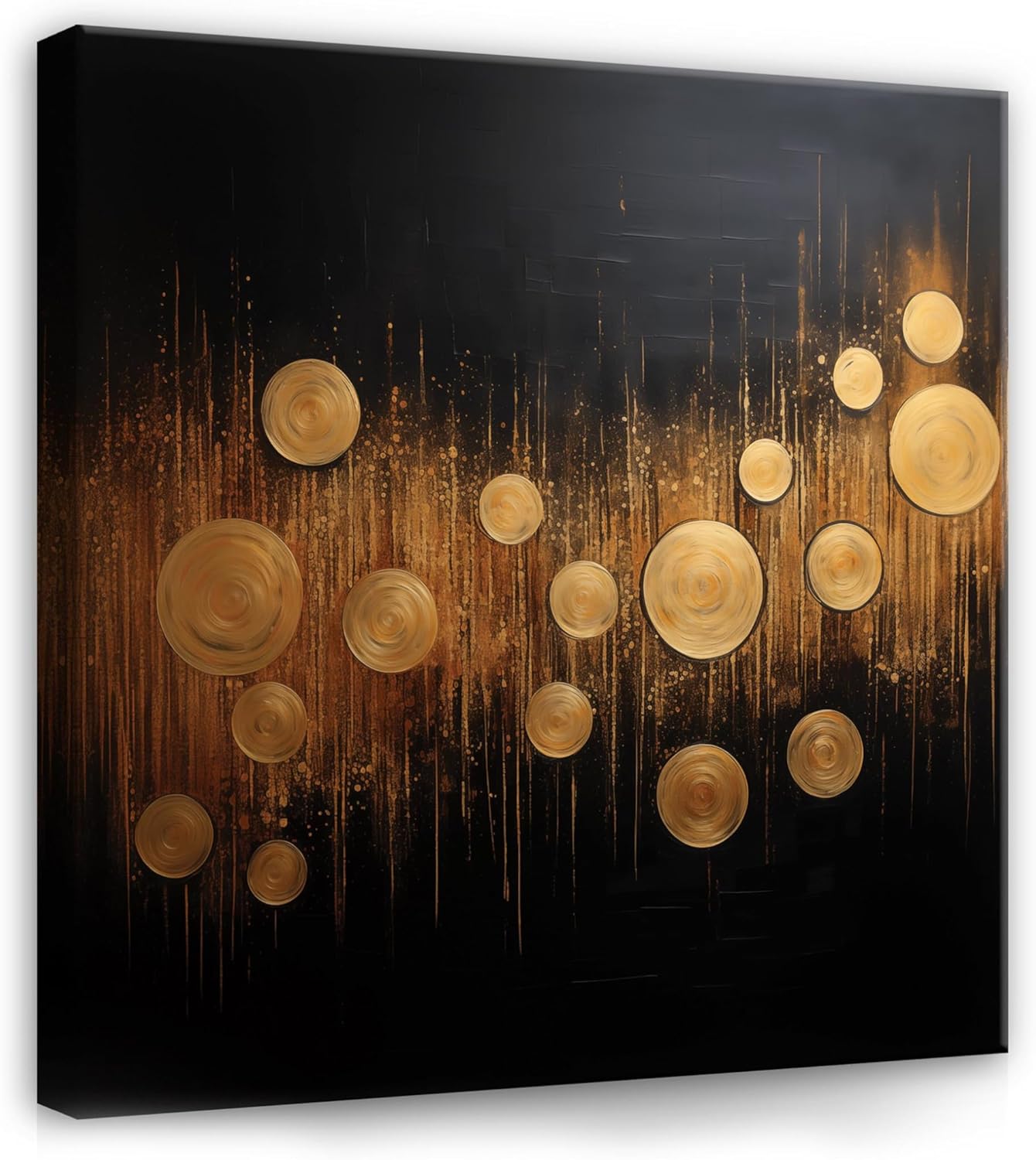 Tableau Abstrait Dore Noir