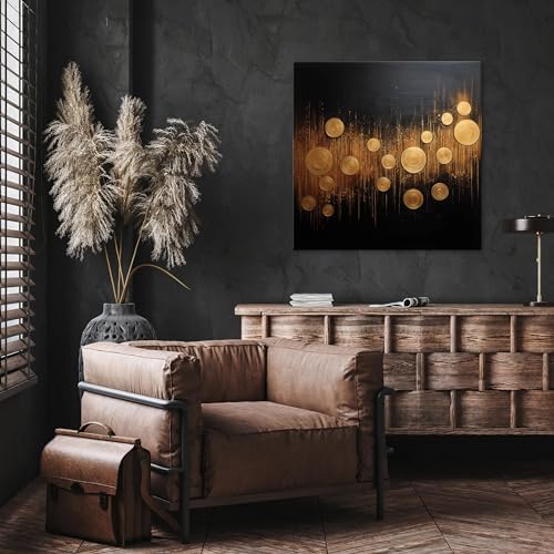 Vue 2 de Tableau Abstrait Dore Noir