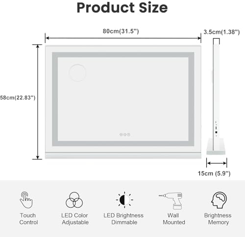 Vue 3 de Dripex Miroir Maquillage Lumineux