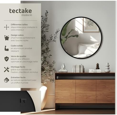 Vue 2 de Tectake Miroir Mural Rond