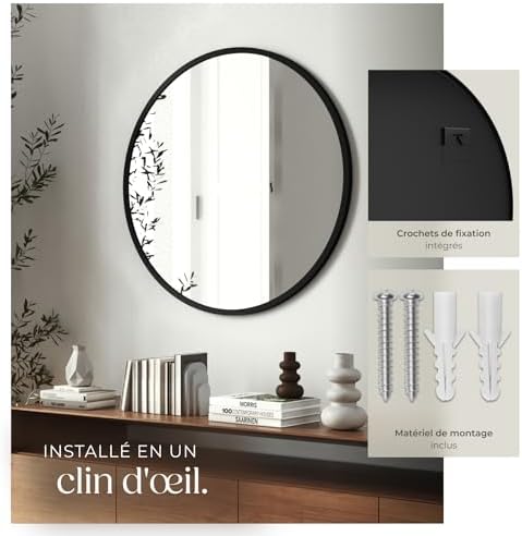 Vue 4 de Tectake Miroir Mural Rond