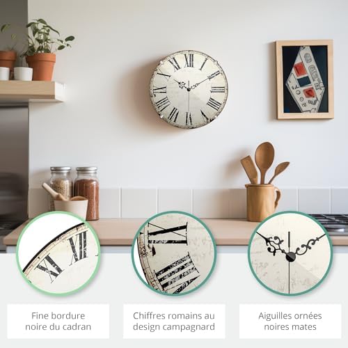 Vue 3 de Mebus Horloge Murale Vintage