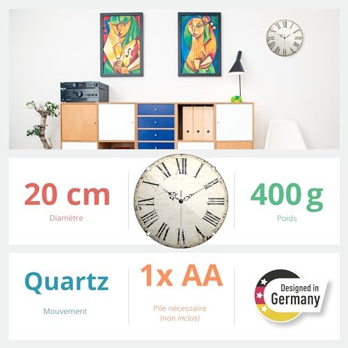 Vue 4 de Mebus Horloge Murale Vintage