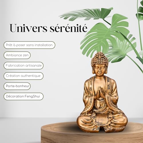 Vue 2 de Statue Bouddha Or Meditation