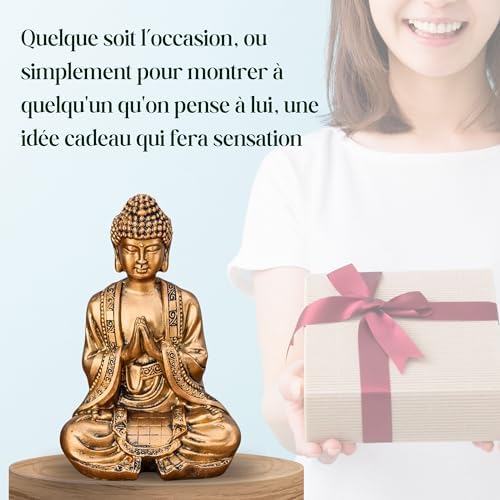 Vue 3 de Statue Bouddha Or Meditation