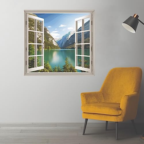 Vue 3 de Sticker Trompe Loeil Fenetre