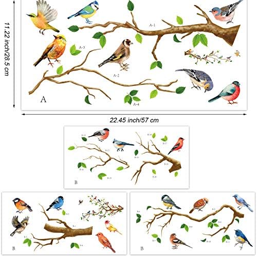 Vue 2 de Pcs Stickers Muraux Oiseaux