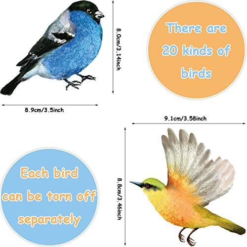 Vue 3 de Pcs Stickers Muraux Oiseaux