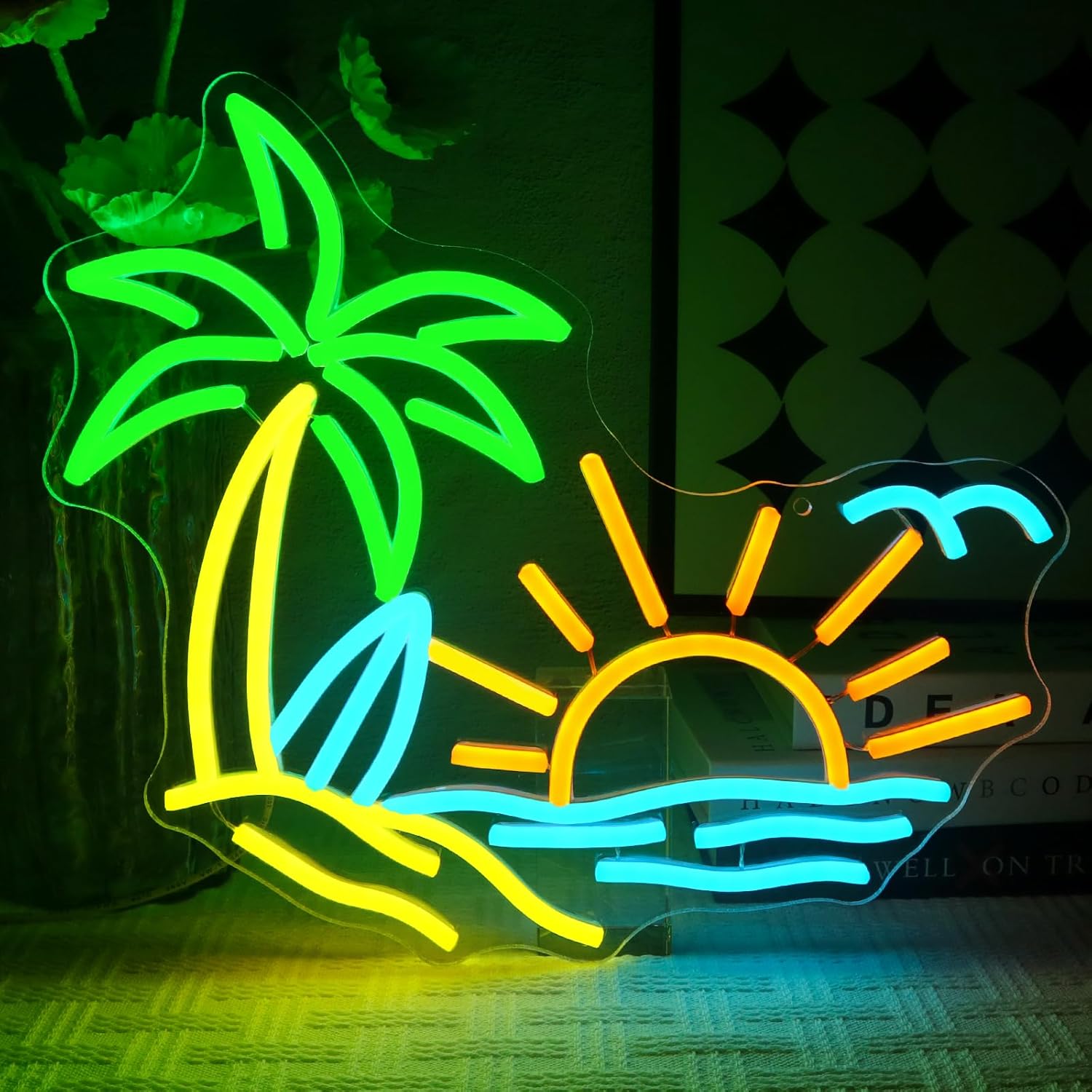 Panneau Neon Tropical Palme