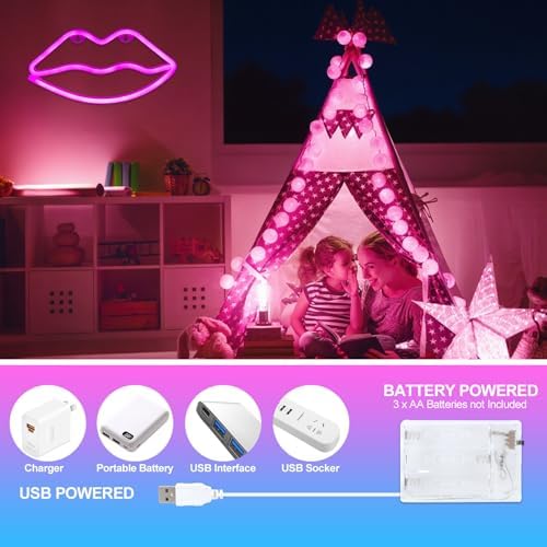 Vue 6 de Enseigne Neon Rose Lip