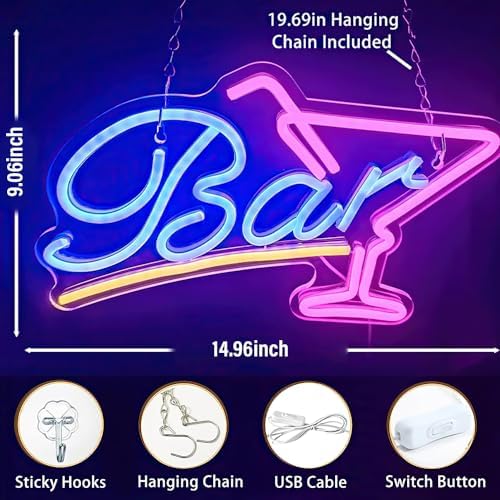 Vue 2 de Enseigne Lumineuse Cocktail Enseigne