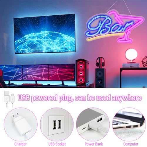 Vue 3 de Enseigne Lumineuse Cocktail Enseigne