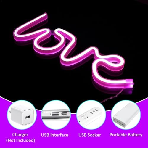 Vue 3 de Enseigne Au Neon Rose