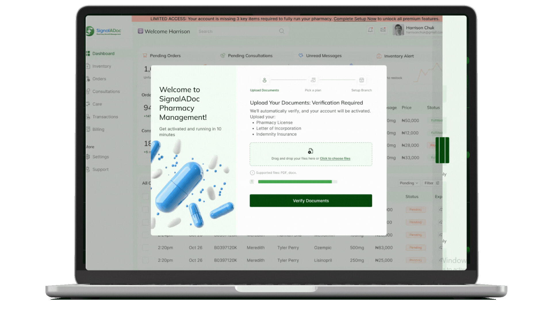 SignalADoc (Pharmacy Management) Interface Demonstration