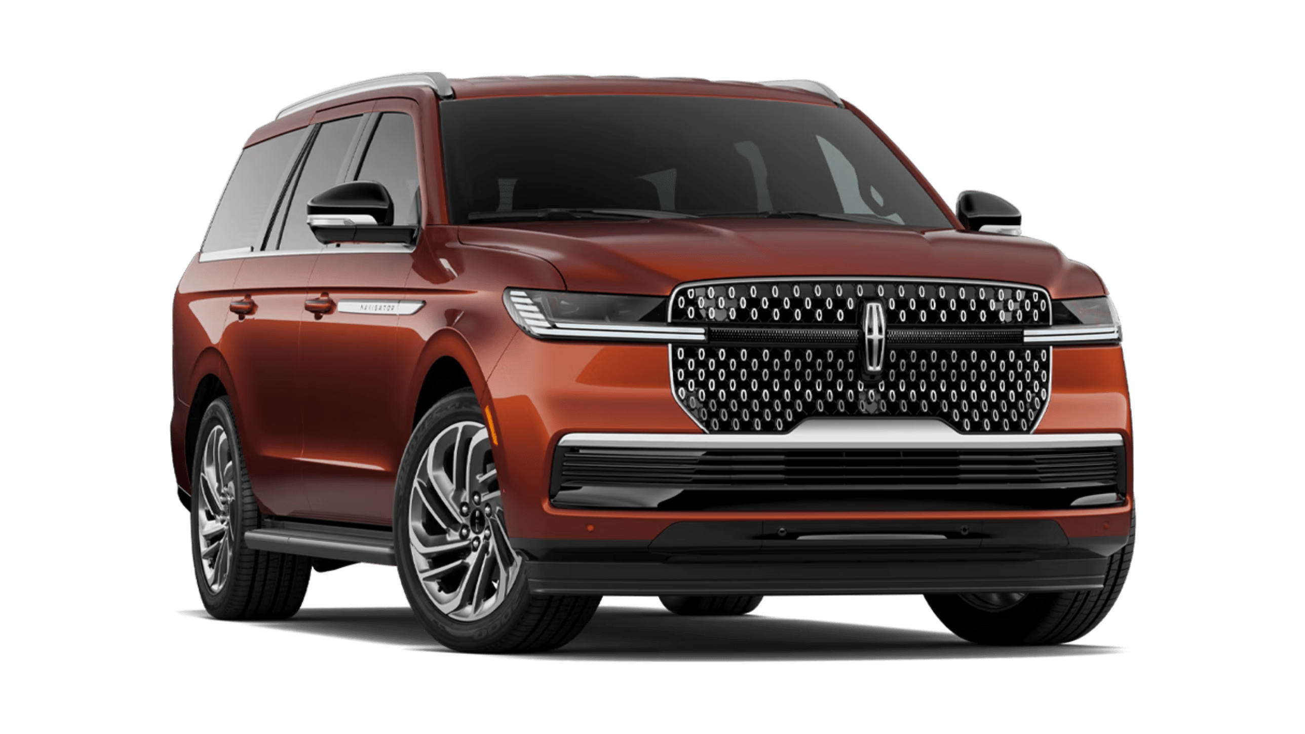 A copper-colored SUV is parked on a white background.