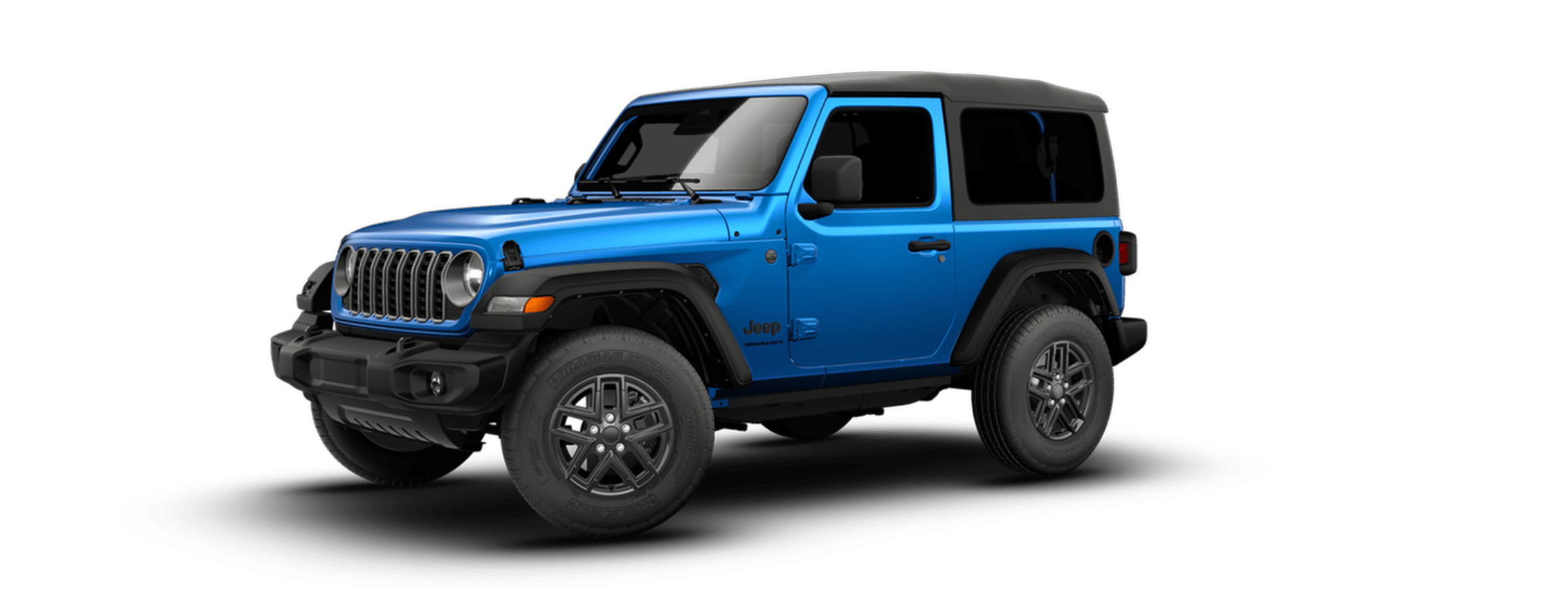 A bright blue SUV is positioned in the foreground against a plain white background.