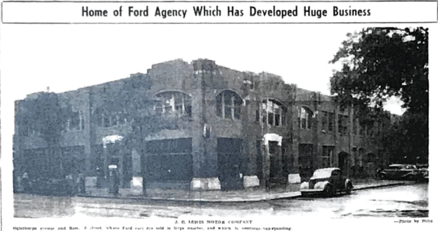 Historic J.C. Lewis Ford dealership building in Savannah, Georgia