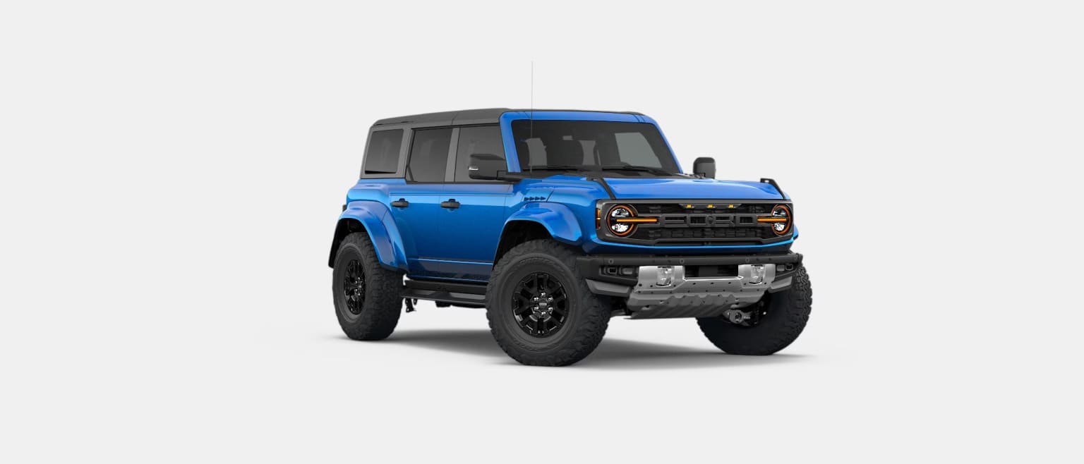 A blue SUV with black accents on a white background.