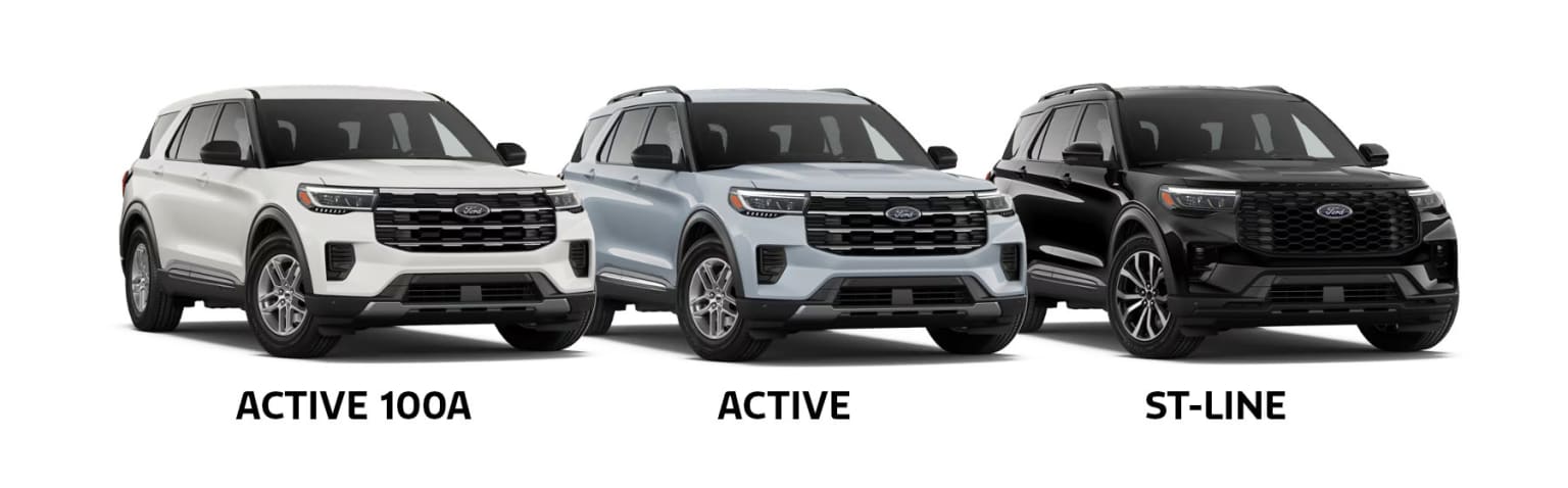Three SUV models in the image with different trim levels and designs, presented in a clean, white background to highlight their distinct features and styling.