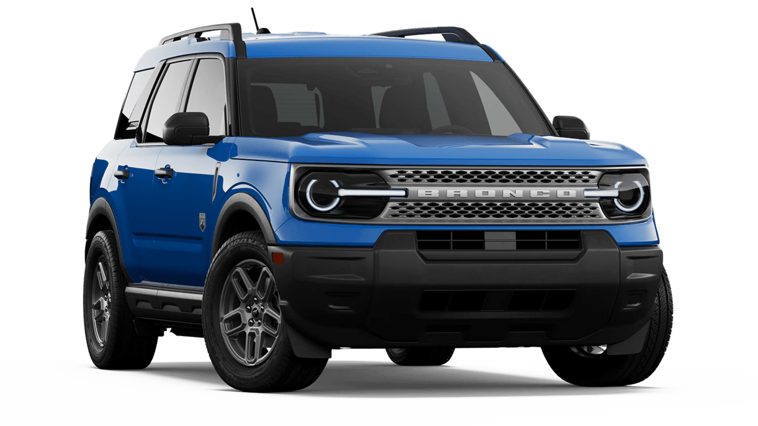 A blue SUV with a black grille and silver wheels is presented against a plain white background.