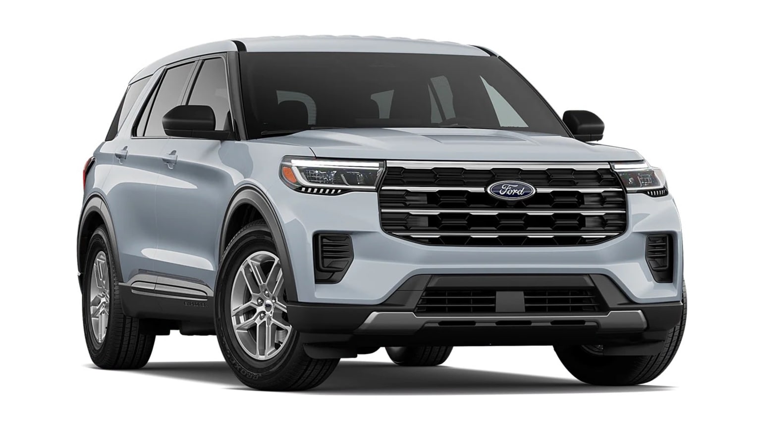 A large silver SUV with a bold, angular front grille and sleek, modern design on plain white background.
