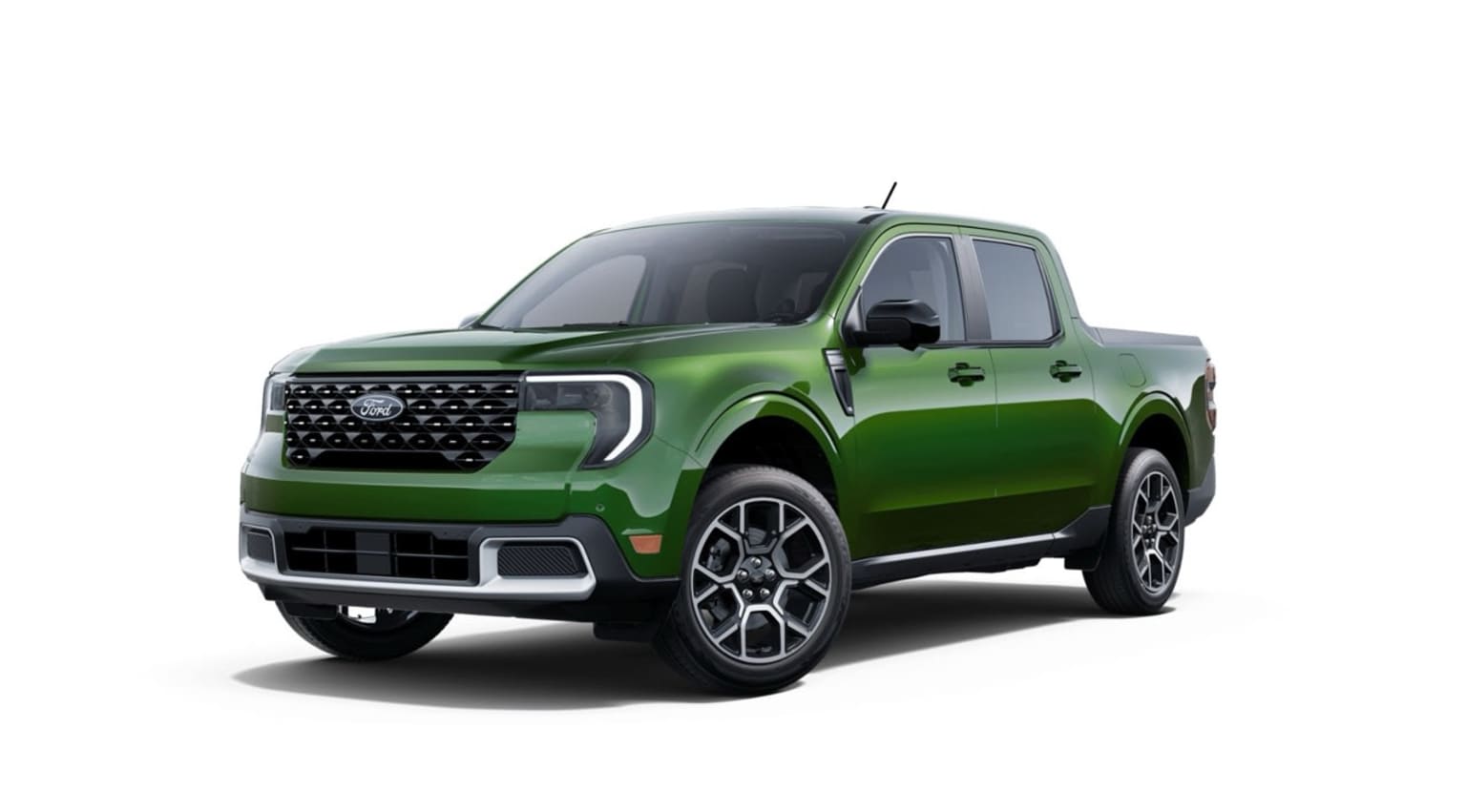 A green, rugged-looking pickup truck with a distinctive front grille and large wheels, set against a plain white background.