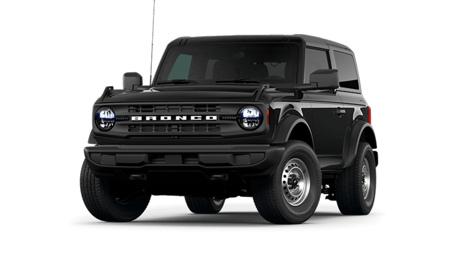 A black SUV sits in the foreground against a plain white background.