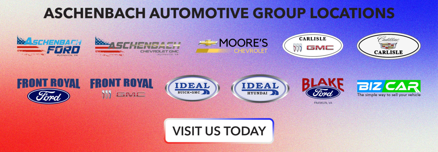 The foreground features a "VISIT US TODAY" button, while the background displays various automotive brand logos under the heading "DEALERSHIP LOCATIONS."