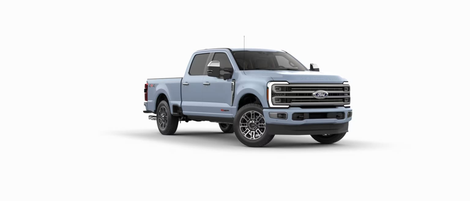 Light blue pickup truck against white background