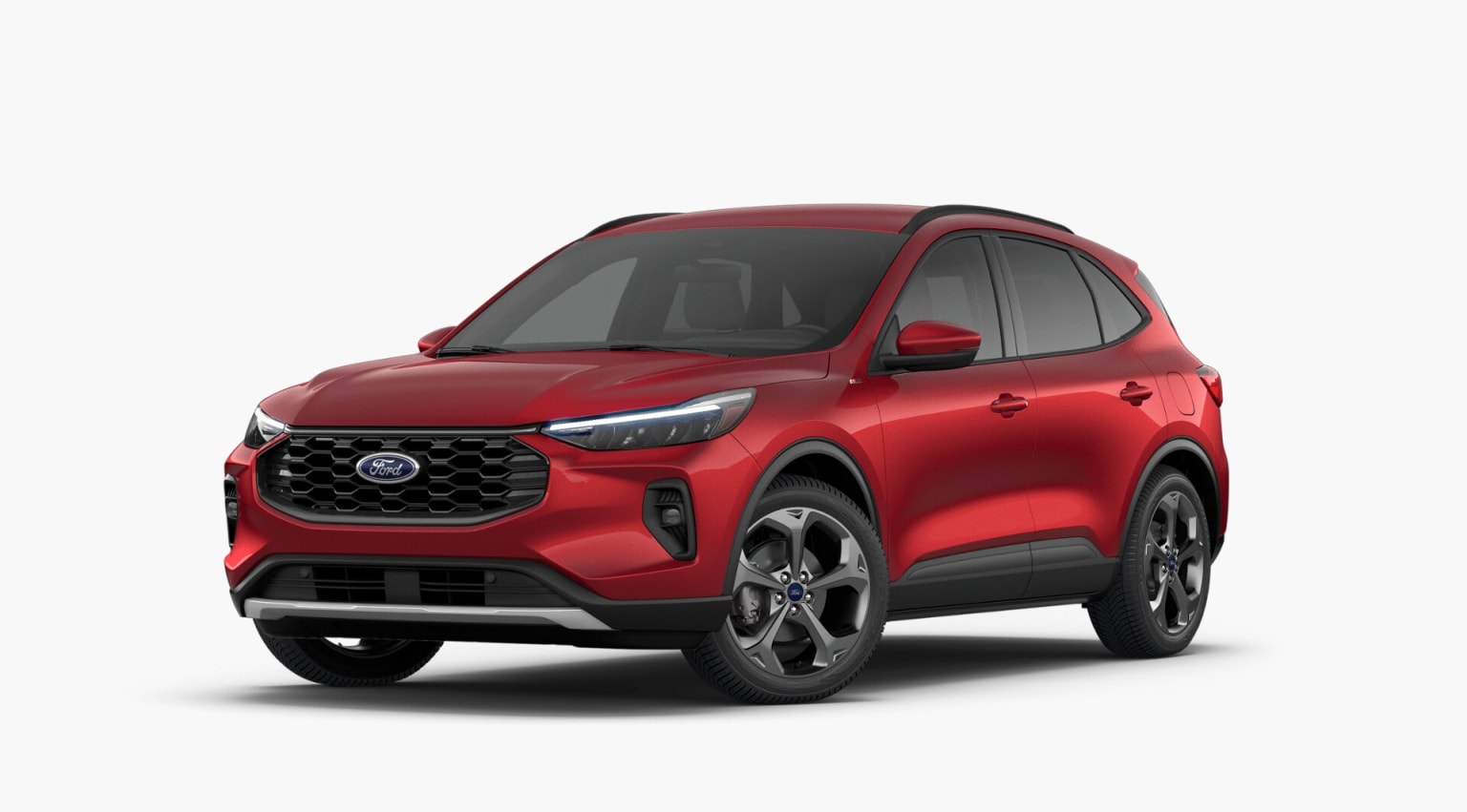 A red SUV with a sleek and modern design, set against a plain white background.