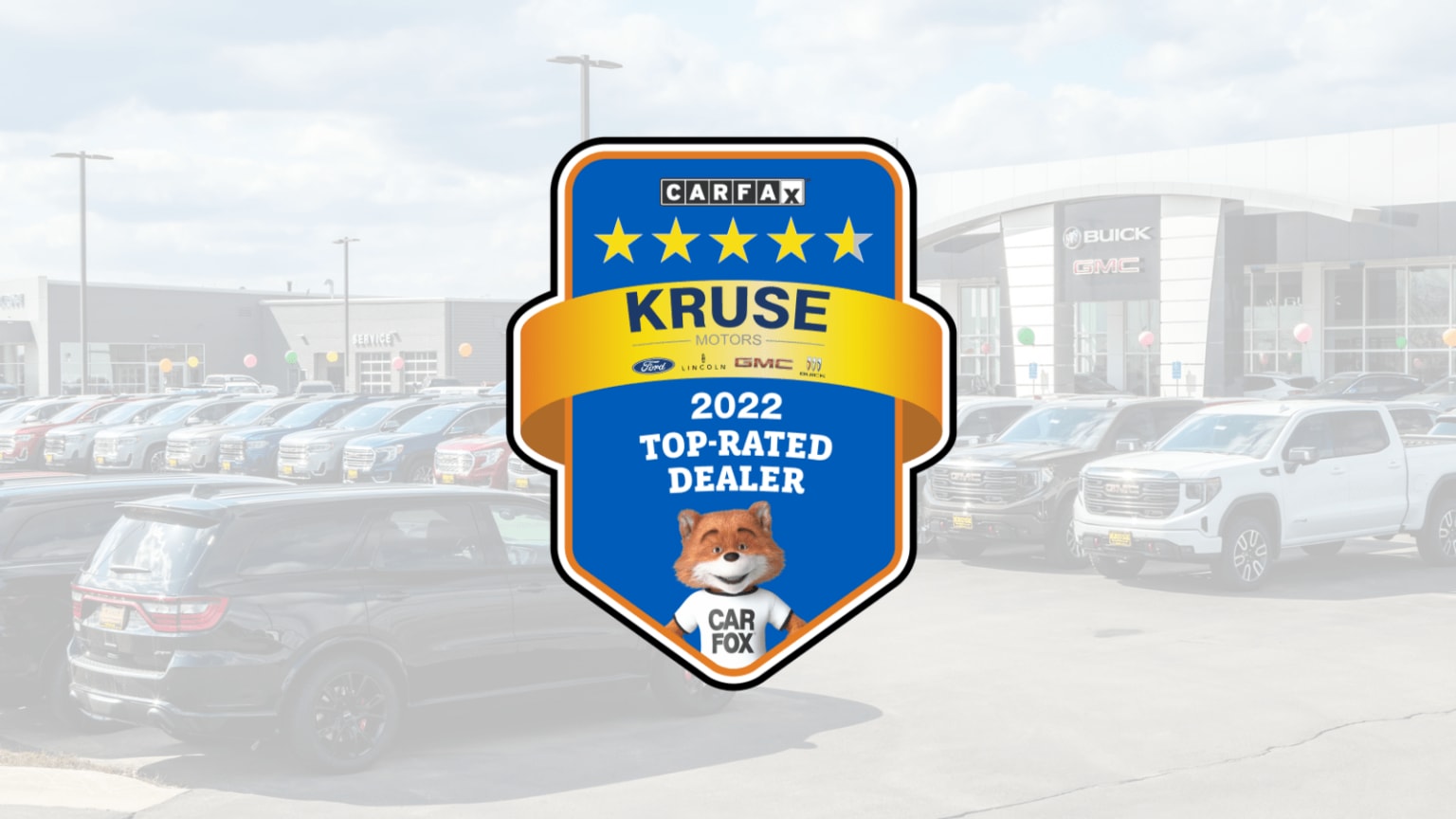 a car dealership with a sign that says kruse top - rated dealer on the front of it