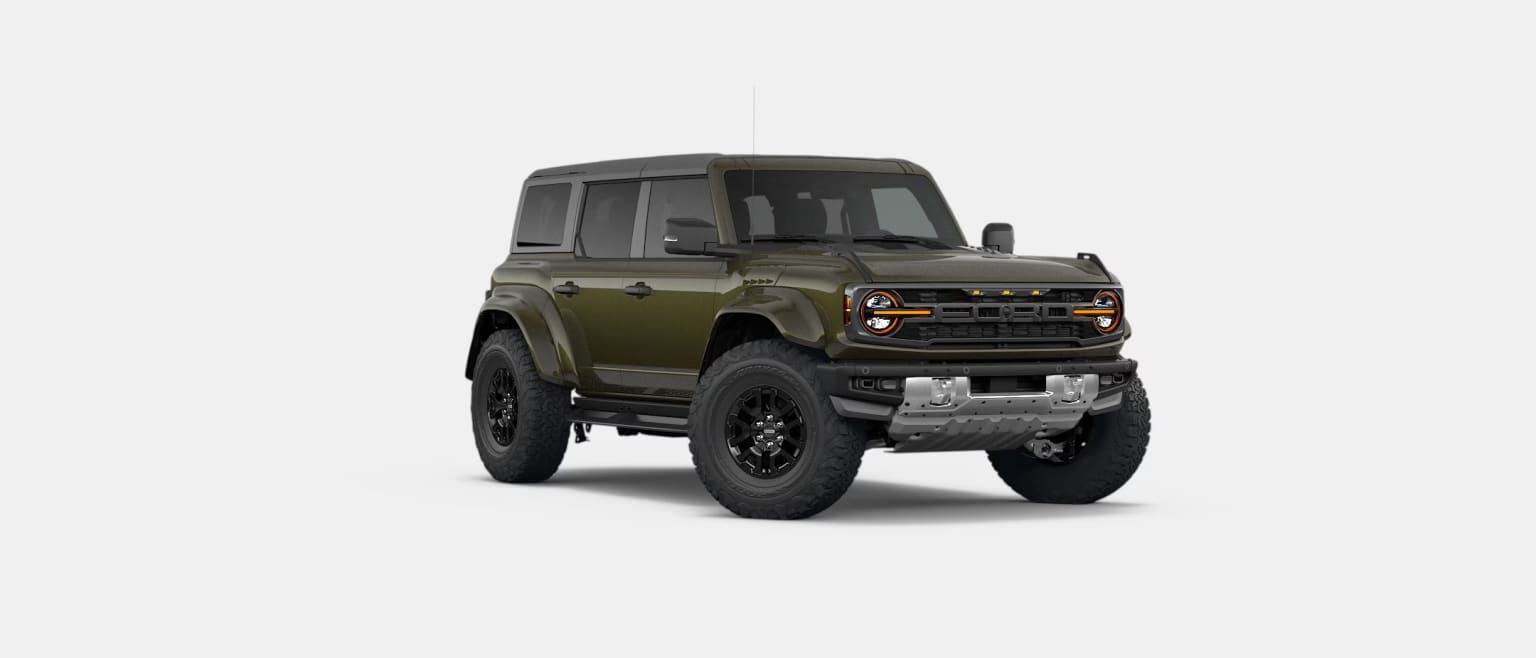 A dark green SUV is presented in the foreground against a plain white background.