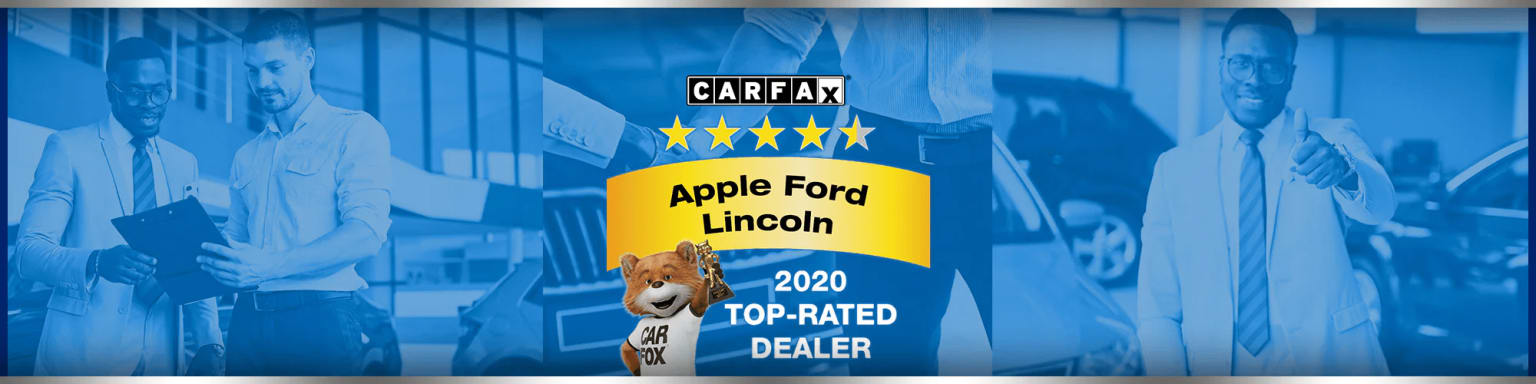 a carfax advertisement for apple ford lincoln with a corgi holding a car key in it's hand