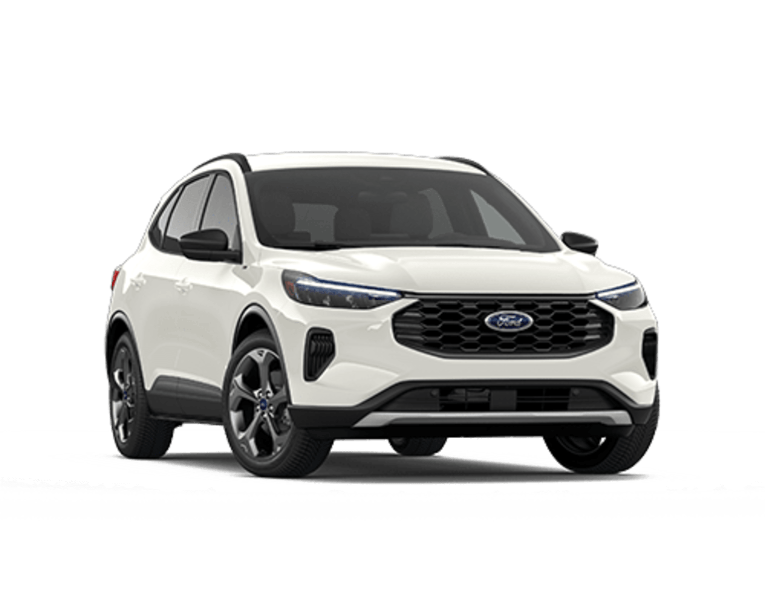 A white SUV with a sleek, modern design and prominent front grille is shown against a plain white background.