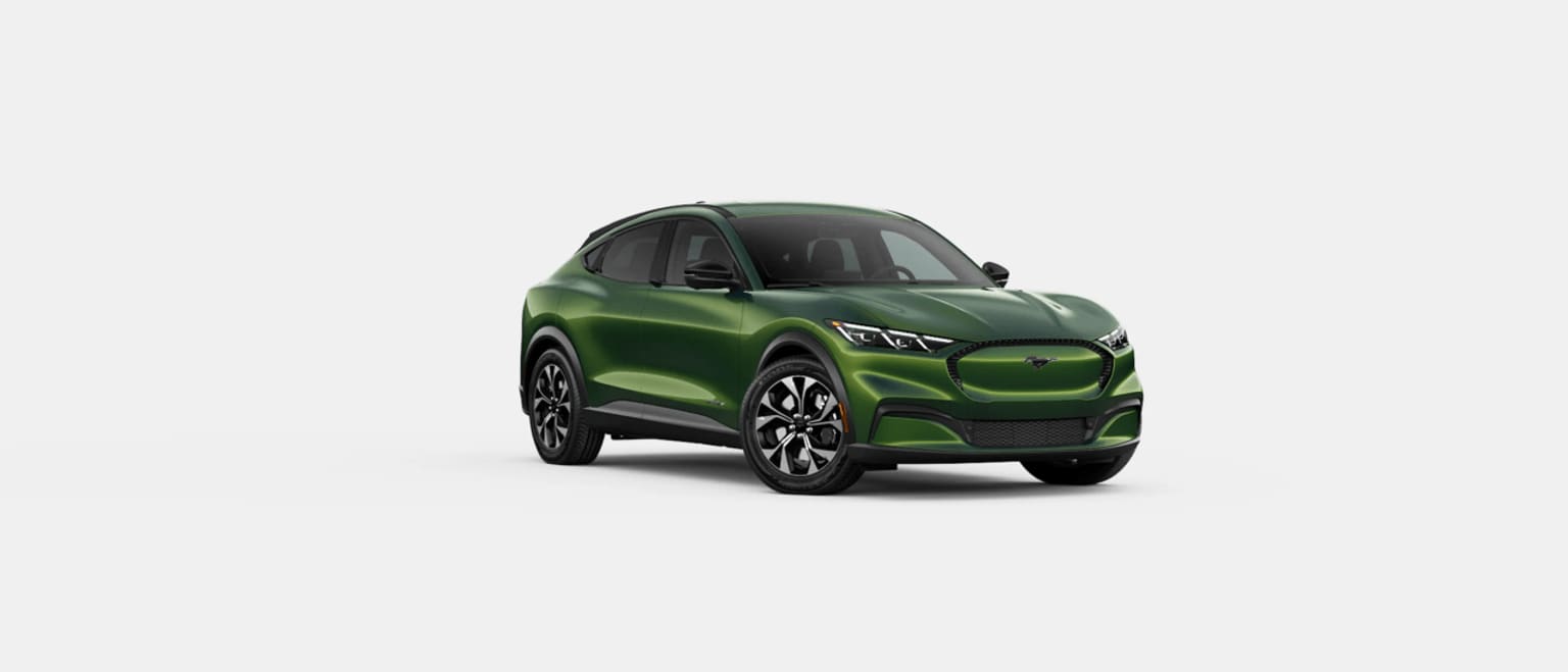 Electric SUV in green color on a white background
