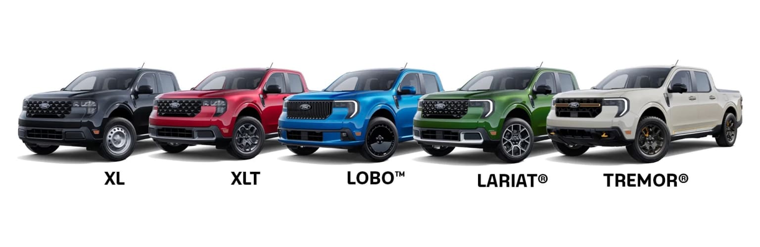 The image displays a lineup of four SUVs in various vibrant colors, including red, blue, and green, against a plain white background.