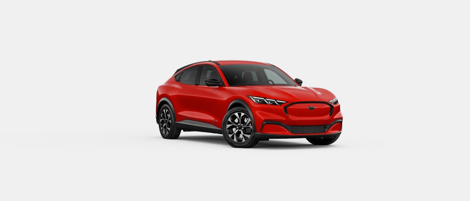 Electric SUV or crossover vehicle in bright red color against a plain white background.