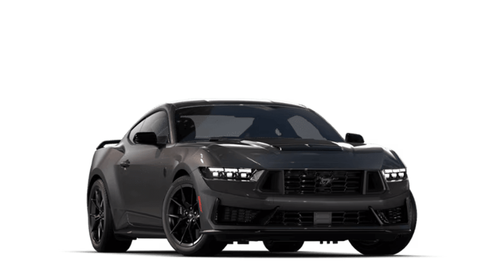A sleek, black sports utility vehicle with aggressive styling and prominent headlights stands in a plain, white background.