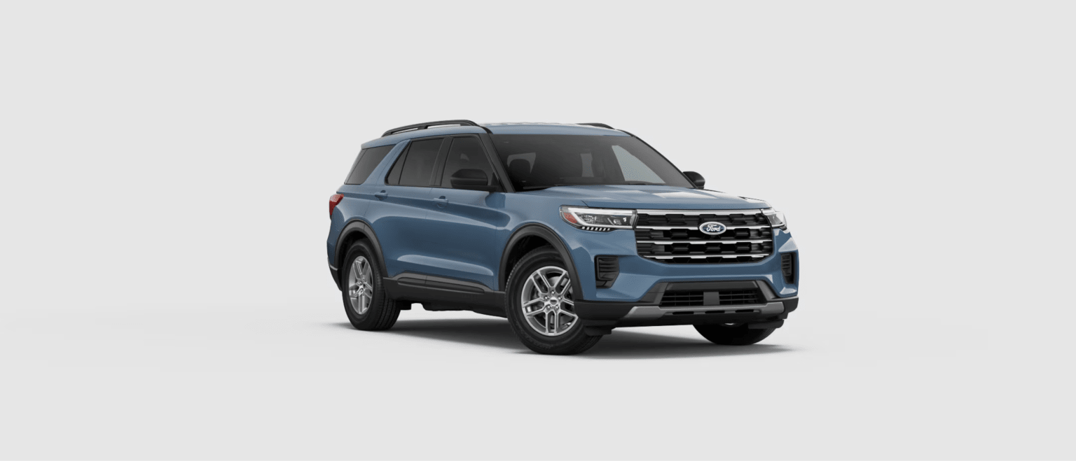 Blue SUV against light gray background