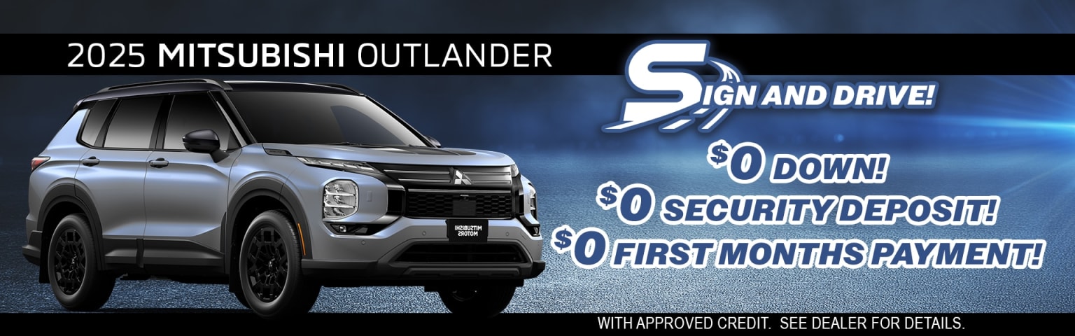 The image depicts an SUV prominently displayed in the foreground, with a promotional advertisement for the vehicle's financing options in the background.