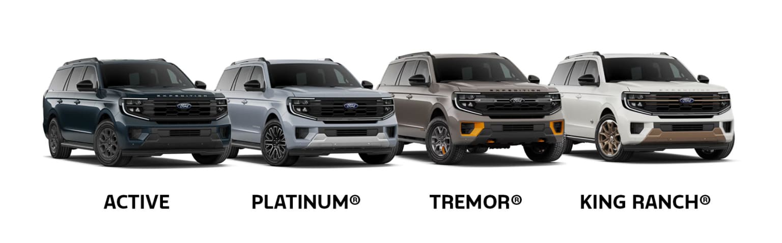 The image displays four different models of pickup trucks showcased in a clean, white background.